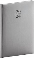 Diář 2024: Capys - stříbrný, týdenní, 15 × 21 cm
