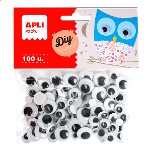 APLI MOVING EYES - oči kulaté, 100 ks, samolepicí, černé