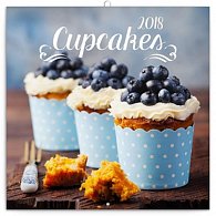 Kalendář poznámkový 2018 - Cupcakes, 30 x 30 cm