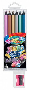 Colorino pastelky kulaté JUMBO, metalické, s ořezávátkem, 6 barev