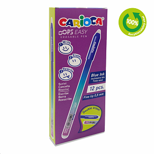 Carioca gumovatelné pero Oops Easy, krabička, 12 ks, modrá náplň