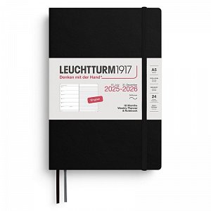 Weekly Planner & Notebook 2026 Medium (A5) 18 Months Black