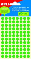 APLI samolepicí etikety fluo, Ø 8 mm, zelené - 10ks