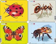 Puzzle MINI - Beruška,motýl,mravenec,včela/5 dílků (4 druhy)