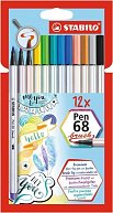 Fixa STABILO Pen 68 brush sada 12 ks v pouzdru