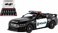 Auto Kinsmart 2024 Ford Mustang Dark Horse Policie 1:38 kov/plast 13cm na zpětné natažení 12ks v box