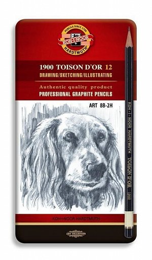 Koh-i-noor grafická sada TOISON D´OR souprava 12 grafitových tužek technických ART 8B - 2H v plechové krabičce