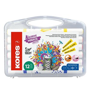 Kores akrylové popisovače, oboustranný hrot 2 v 1 - set 12 barev