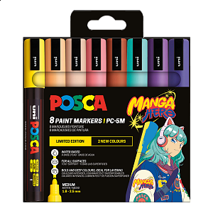 Posca sada popisovačů PC-5M, Manga Hero - Limitovaná edice, 1,8 - 2,5 mm, mix barev (8 ks)