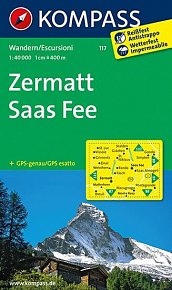 Zermatt, Saas Fee 1:40 000 / turistická mapa KOMPASS 117