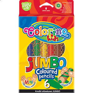 Colorino pastelky kulaté JUMBO, s ořezávátkem, 6 barev