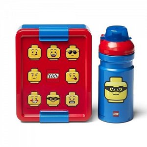 Svačinový set LEGO ICONIC Classic (láhev a box) - červená/modrá