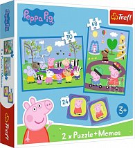 Trefl Puzzle Šťastné chvíle s prasátkem Pepinou / 30+48 dílků+pexeso