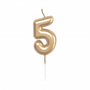 Svíčka dortová zlatá 5 cm číslo 5