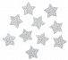 Hvězda stříbrná s lepíkem 5 cm akryl s glitry (10 ks)