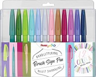 Popisovač Pentel Arts Touch Brush Sign Pen - pastel 12 ks, sada