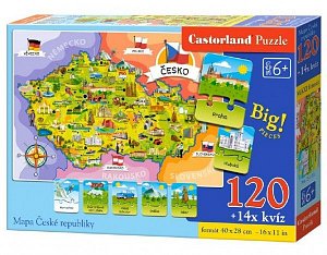 Puzzle mapa Česká republika 120 dílků + 14x kvíz