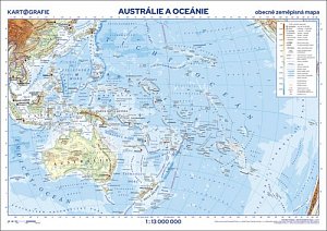 Austrálie a Oceánie - školní nástěnná zeměpisná mapa 1:13 mil./136x96 cm, 2.  vydání