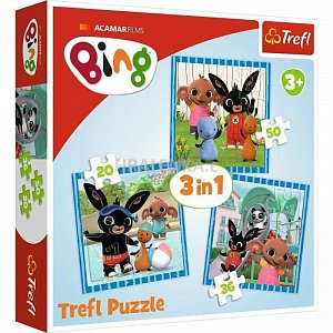 Trefl Puzzle Bing - Zábava s přáteli 3v1 (20,36,50 dílků)