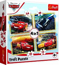 Trefl Puzzle Auta 3 - Připravit, pozor, teď! 4v1 / 35,48,54,70 dílků