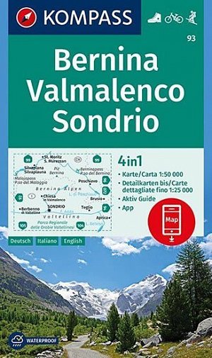 Bernina, Valmalenco, Sondrio 1:50 000 / turistická mapa KOMPASS 93