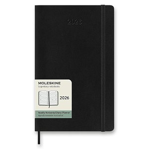 Diář Moleskine 2026 - měkké desky, L, týdenní, horizontální, černý