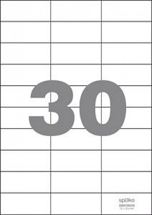 Spoko samolepicí etikety, 70 x 29,6 mm, papír/A4, bílé