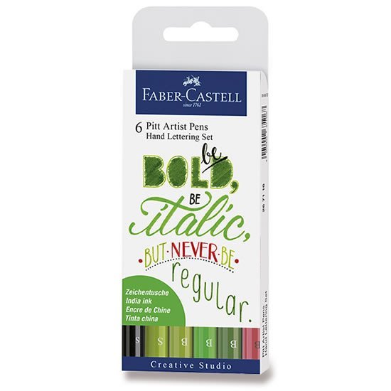 Levně Faber - Castell Popisovač Pitt Artist Pen Handlettering - zelená sada 6 ks