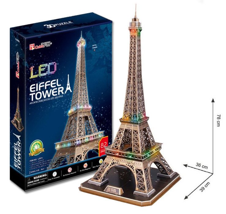 Levně Puzzle 3D Eiffelova věž / led - 82 dílků - 3D Puzzle SPA