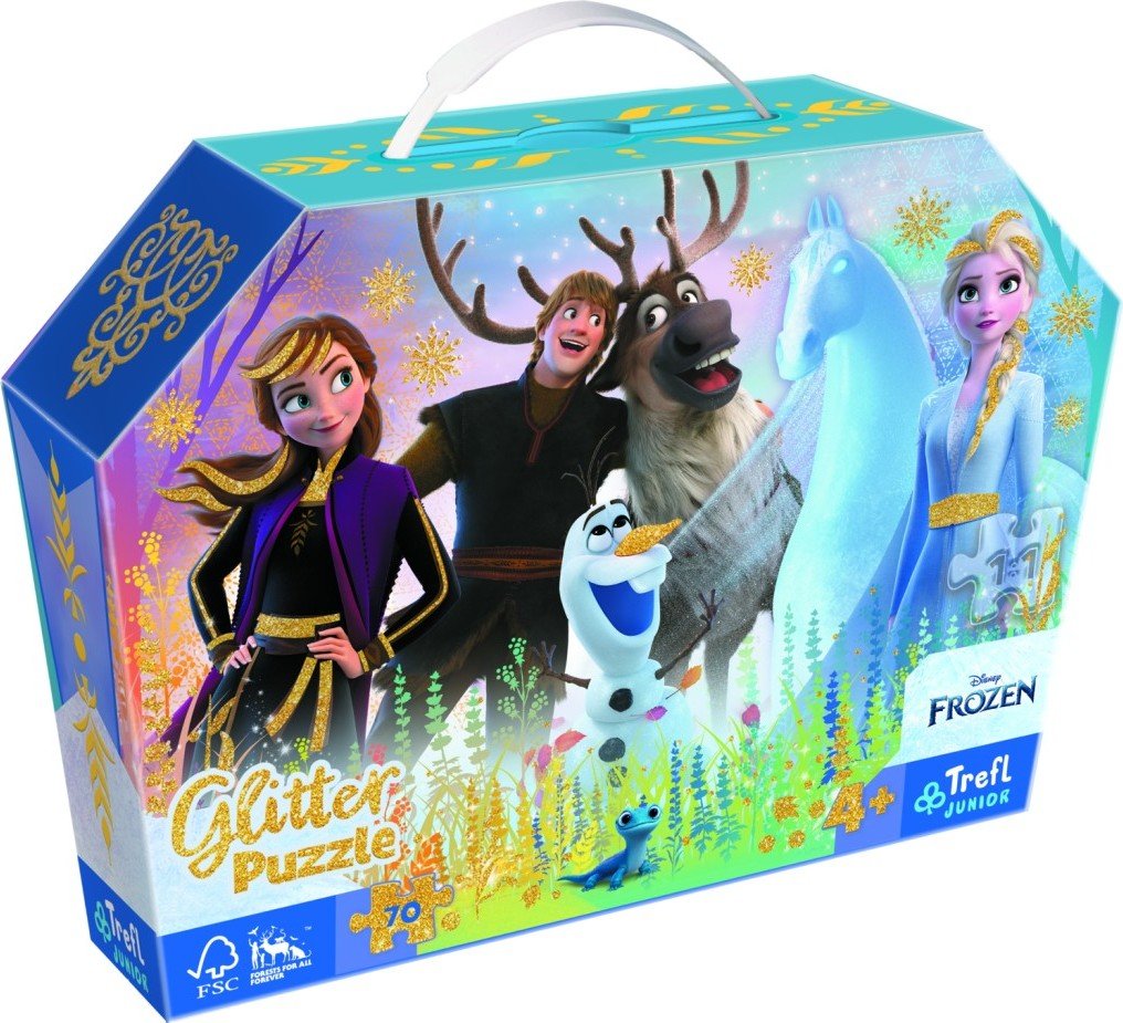 Trefl Puzzle v kufříku Disney Frozen: Kouzelné přátelství 70 dílků Třpytivé - Trefl