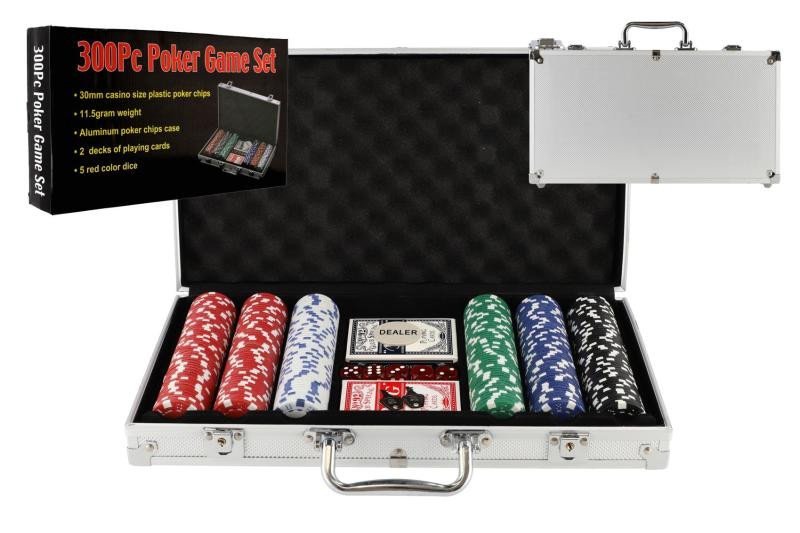 Levně Poker sada 300 ks + karty + kostky v hliníkovém kufříku