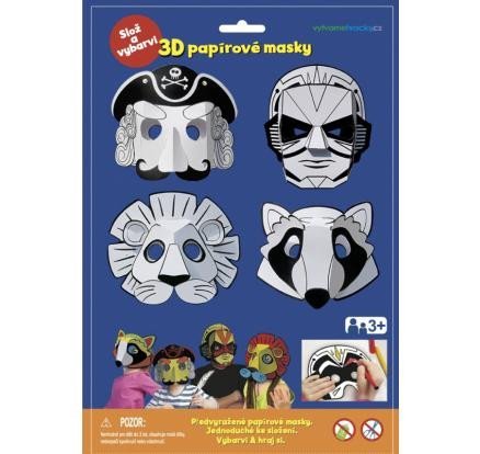 3D Karnevalové masky - pirát , superhrdina, lev, mýval