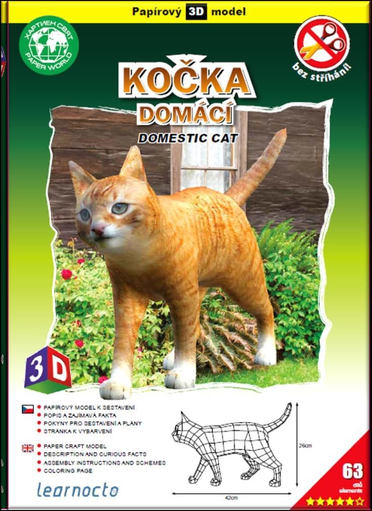 Levně Kočka domácí – Papírový 3D model/63 dílků
