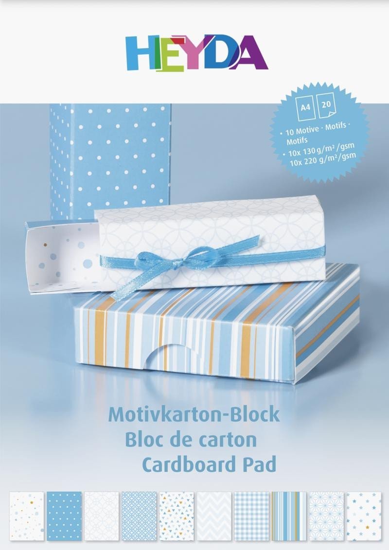 Levně HEYDA Blok barevných papírů A4 - modrý mix 20 listů