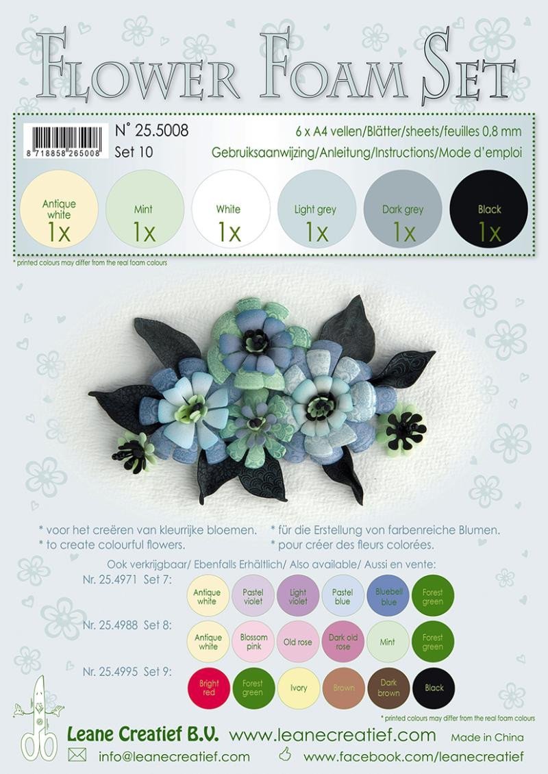 Levně LEANE Speciální pěnová guma na výrobu květin A4 - černá, šedá 6 ks