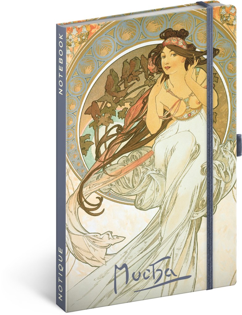 Levně NOTIQUE Notes Alfons Mucha – Hudba, linkovaný, 13 x 21 cm