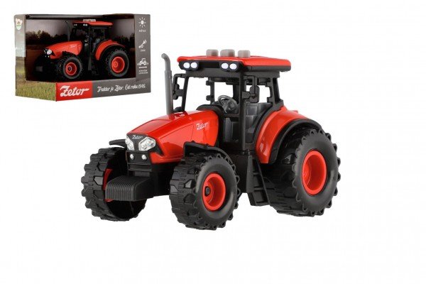 Levně Traktor Zetor plast 9x14cm na setrvačník na bat. se světlem se zvukem v krabici 18x12x10,5cm