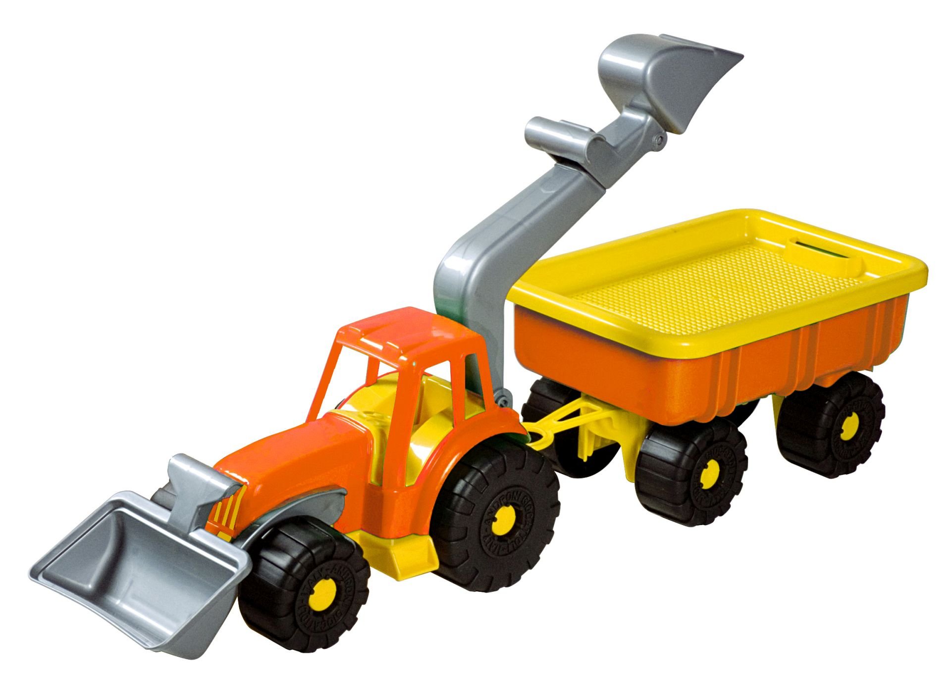 Levně Androni Traktorový nakladač s vlekem Power Worker - délka 58 cm, oranžový