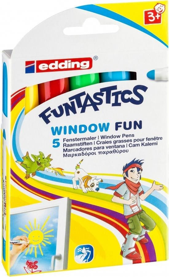 Levně Edding Dětský popisovač Funtastics na okna 16, sada 5 barev
