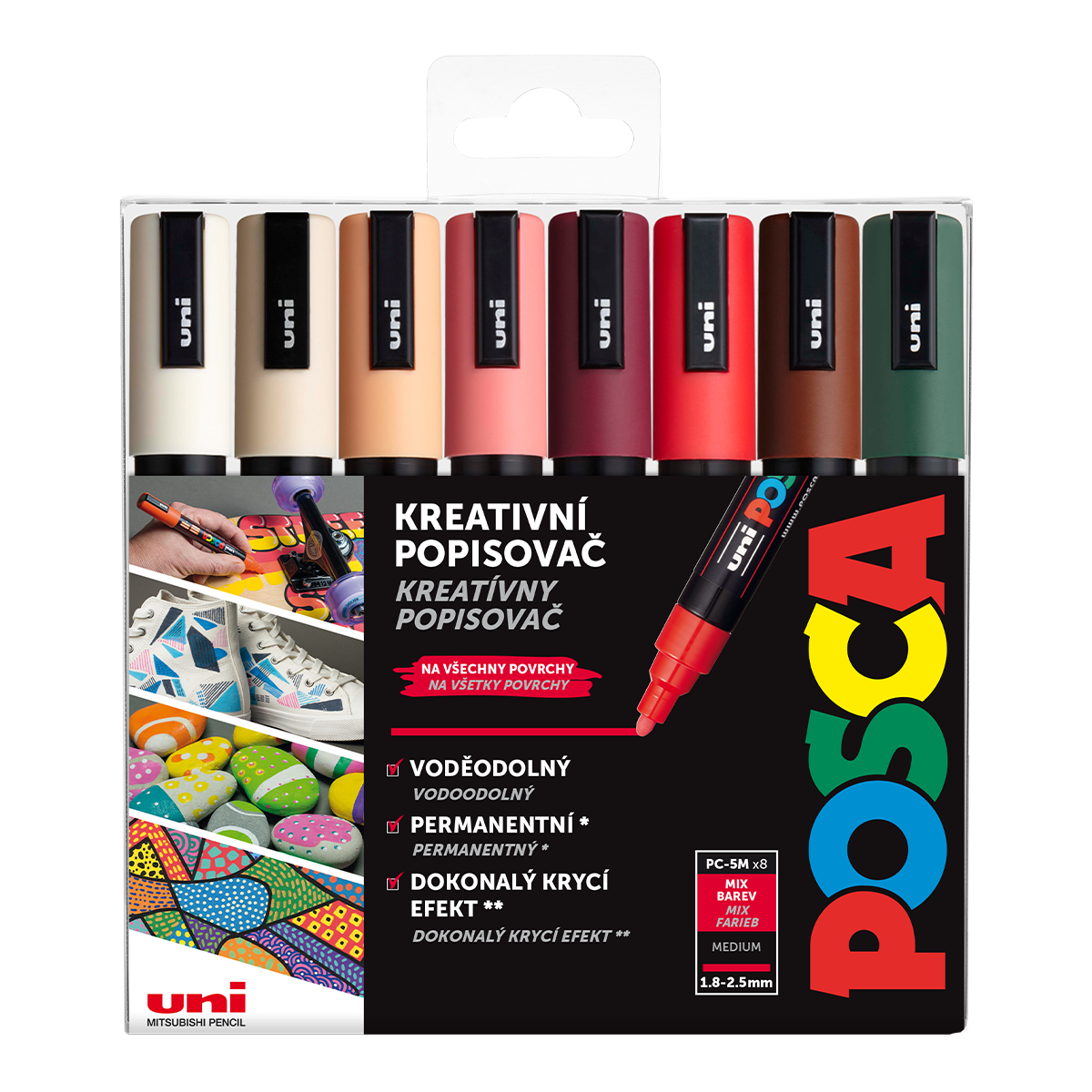 Levně Posca sada popisovačů PC-5M, AUTUMN, 1,8 - 2,5 mm, mix zemitých tónů (8 ks)