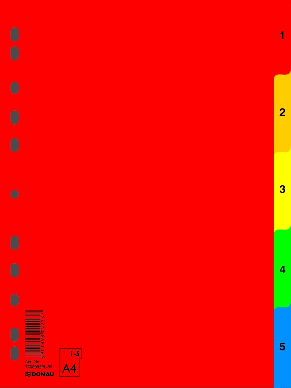 Levně DONAU rozlišovač číselný 1-5, A4, PP, 5 listů, mix barev