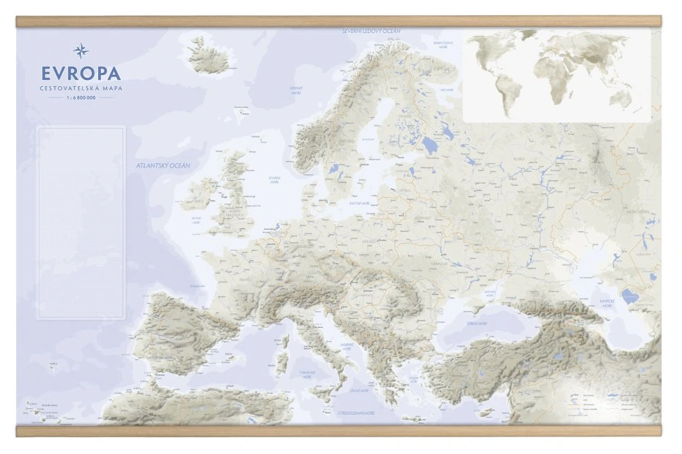 Product detail of Evropa - Cestovatelská mapa s lištami 1:6 800 000
