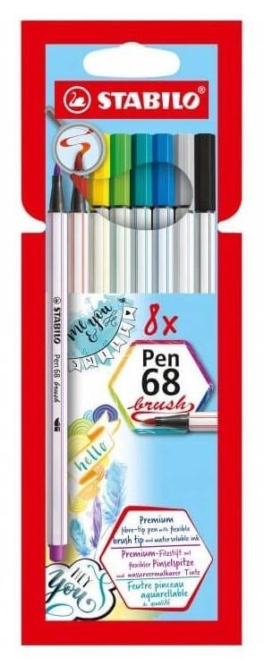 Levně Fixa STABILO Pen 68 brush sada 8 ks v pouzdru