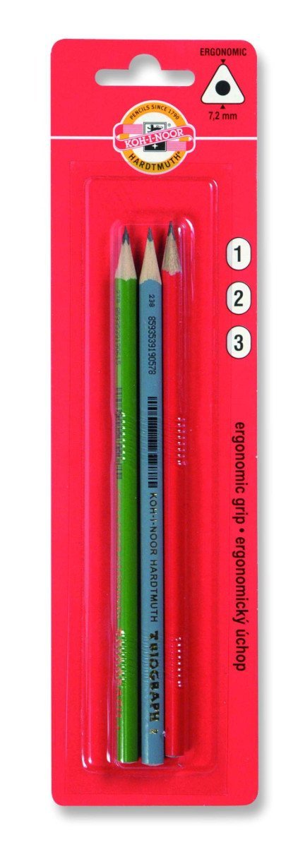 Levně Koh-i-noor tužka grafitová trojhranná č.1, 2, 3 set 3 ks