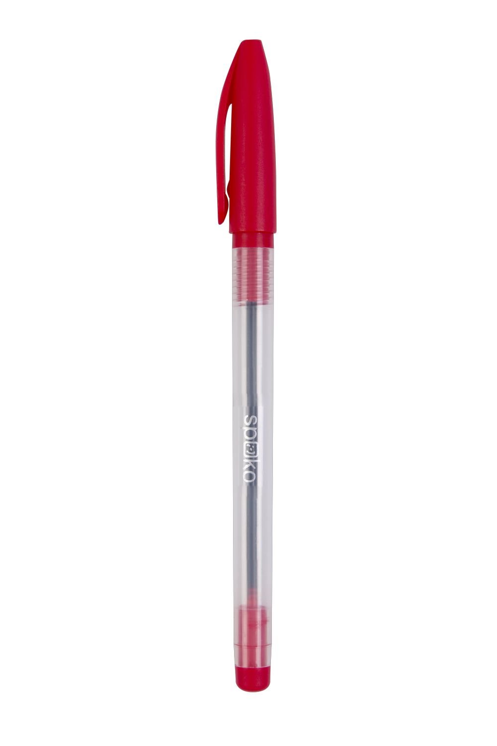 Spoko kuličkové pero jednorázové, červená náplň, červené - 50ks