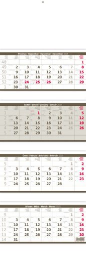 Levně Kalendář nástěnný 2025 - Čtyřměsíční skládaný šedý