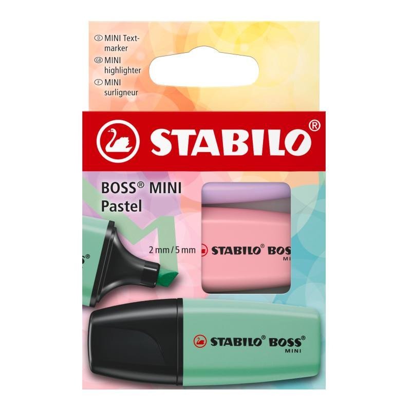 Levně Zvýrazňovač STABILO BOSS MINI Pastel - sada 3 ks