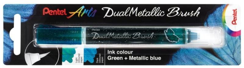 Pentel Dual Metallic Brush štětečkový popisovač - zelený