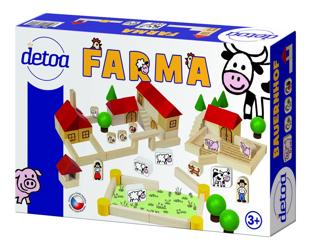 Detoa Farma stavebnice dřevo 100ks v krabici 30x20x6cm - Detoa