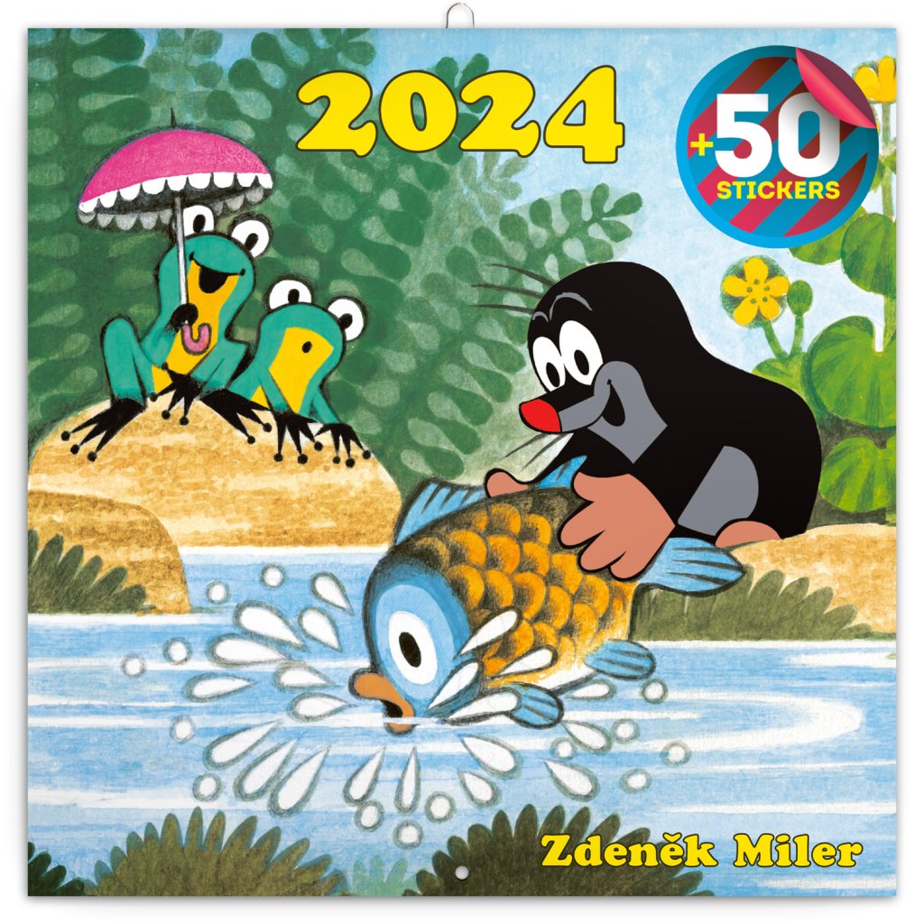 Kalendář 2024 poznámkový: Krteček, s 50 samolepkami, 30 × 30 cm